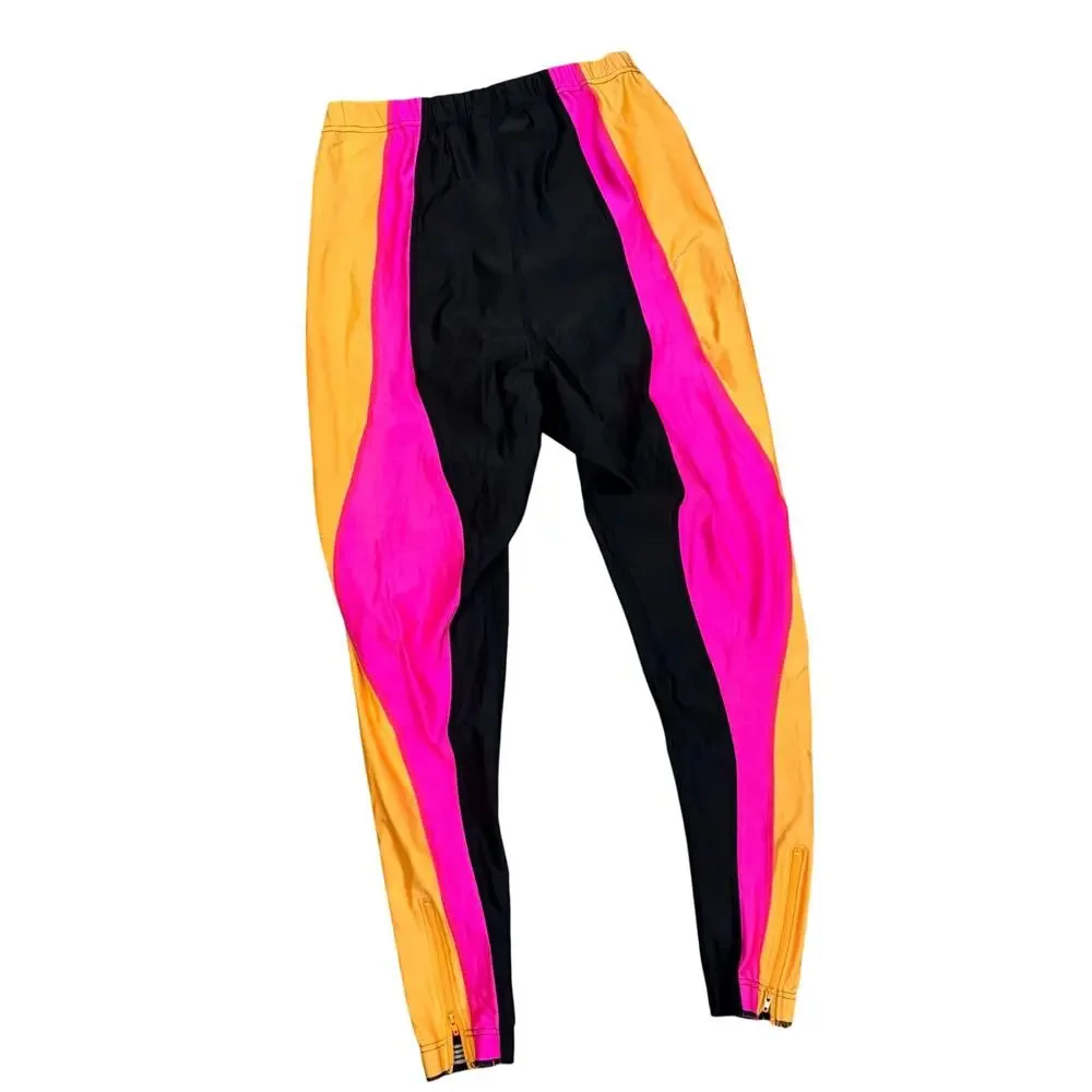 Vintage Nike Pant Pink Orange Black Athletic Work Out Blue Tag 80s Fitted